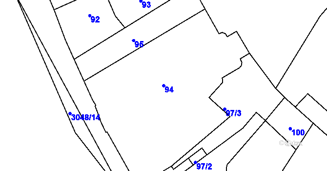 Parcela st. 94 v KÚ Úvaly u Prahy, Katastrální mapa