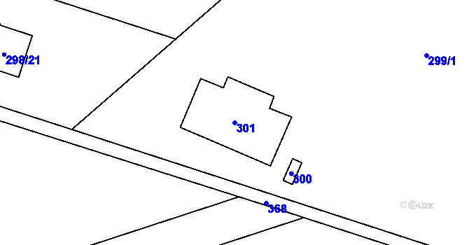 Parcela st. 301 v KÚ Úvaly u Prahy, Katastrální mapa
