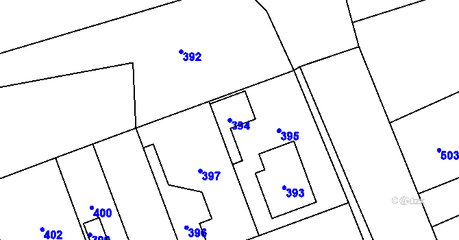 Parcela st. 394 v KÚ Úvaly u Prahy, Katastrální mapa