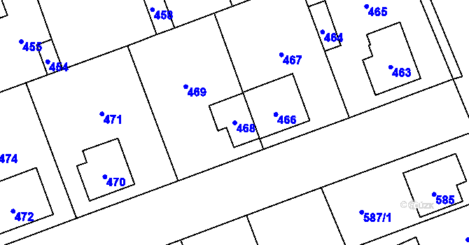 Parcela st. 468 v KÚ Úvaly u Prahy, Katastrální mapa