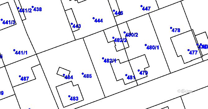 Parcela st. 482 v KÚ Úvaly u Prahy, Katastrální mapa