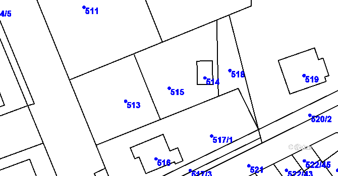 Parcela st. 515 v KÚ Úvaly u Prahy, Katastrální mapa