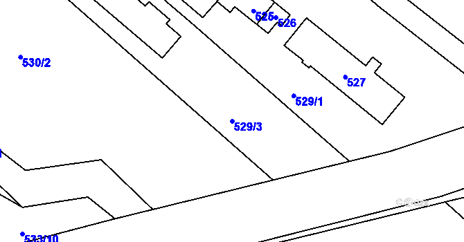 Parcela st. 529/3 v KÚ Úvaly u Prahy, Katastrální mapa