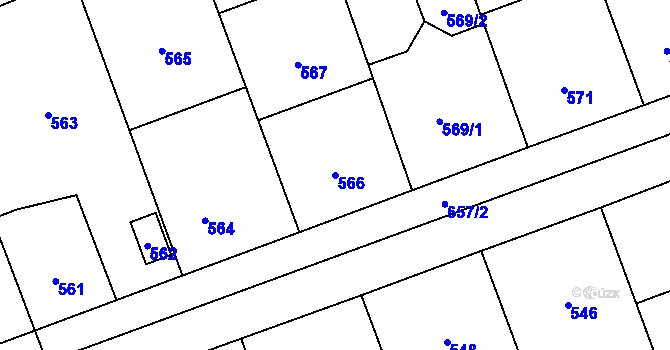 Parcela st. 566 v KÚ Úvaly u Prahy, Katastrální mapa