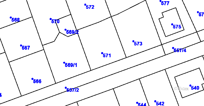 Parcela st. 571 v KÚ Úvaly u Prahy, Katastrální mapa
