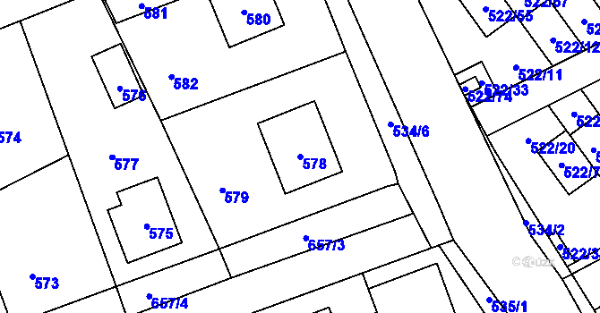 Parcela st. 578 v KÚ Úvaly u Prahy, Katastrální mapa