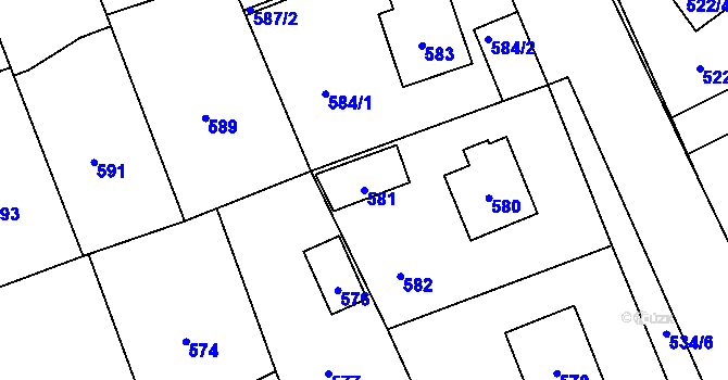 Parcela st. 581 v KÚ Úvaly u Prahy, Katastrální mapa