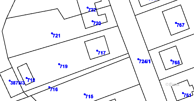 Parcela st. 717 v KÚ Úvaly u Prahy, Katastrální mapa
