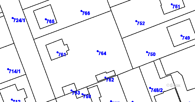 Parcela st. 764 v KÚ Úvaly u Prahy, Katastrální mapa