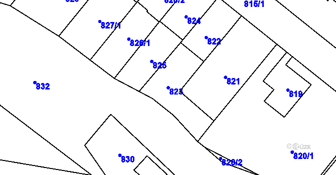 Parcela st. 823 v KÚ Úvaly u Prahy, Katastrální mapa