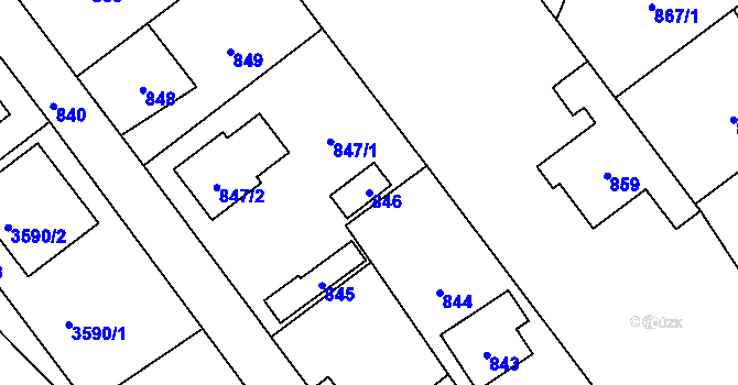 Parcela st. 846 v KÚ Úvaly u Prahy, Katastrální mapa