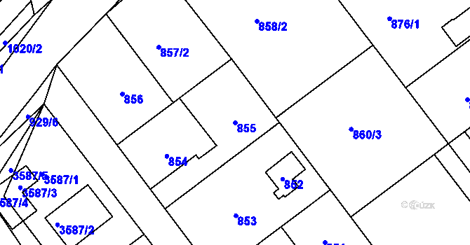 Parcela st. 855 v KÚ Úvaly u Prahy, Katastrální mapa