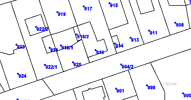 Parcela st. 916 v KÚ Úvaly u Prahy, Katastrální mapa