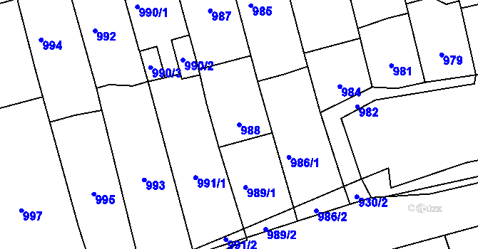 Parcela st. 988 v KÚ Úvaly u Prahy, Katastrální mapa