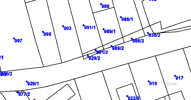 Parcela st. 991/2 v KÚ Úvaly u Prahy, Katastrální mapa