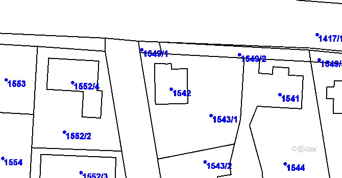 Parcela st. 1542 v KÚ Úvaly u Prahy, Katastrální mapa