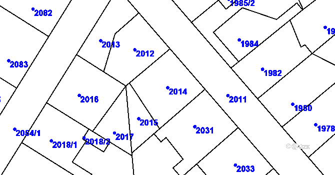 Parcela st. 2014 v KÚ Úvaly u Prahy, Katastrální mapa