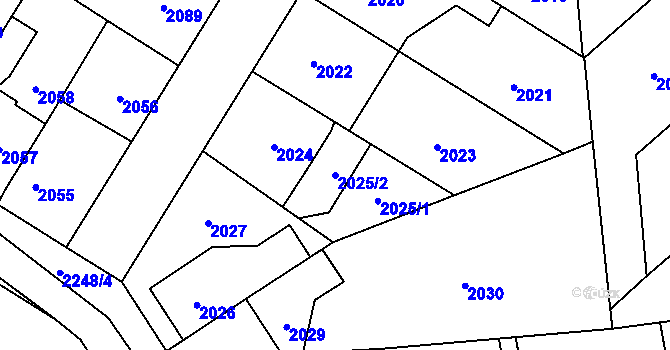 Parcela st. 2025/2 v KÚ Úvaly u Prahy, Katastrální mapa
