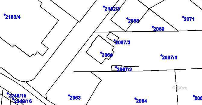 Parcela st. 2066 v KÚ Úvaly u Prahy, Katastrální mapa