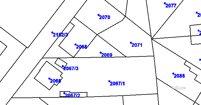 Parcela st. 2069 v KÚ Úvaly u Prahy, Katastrální mapa