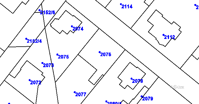 Parcela st. 2076 v KÚ Úvaly u Prahy, Katastrální mapa