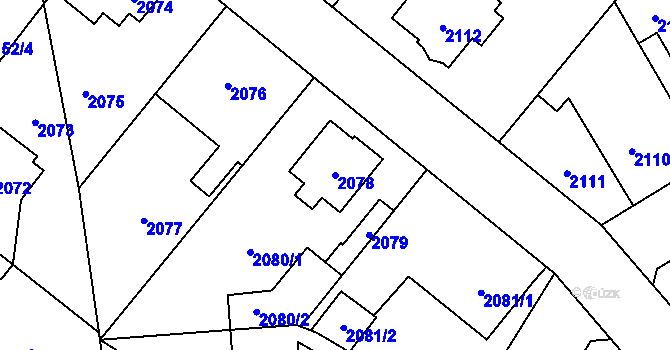 Parcela st. 2078 v KÚ Úvaly u Prahy, Katastrální mapa