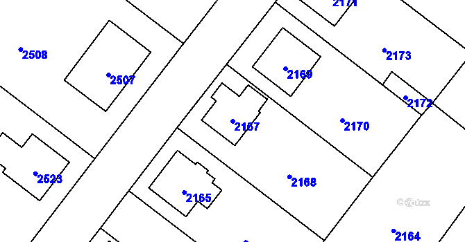Parcela st. 2167 v KÚ Úvaly u Prahy, Katastrální mapa