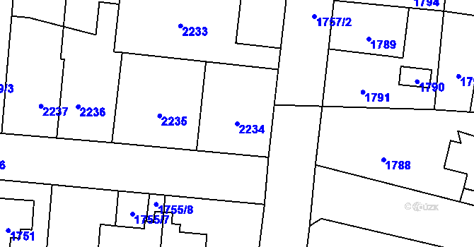 Parcela st. 2234 v KÚ Úvaly u Prahy, Katastrální mapa