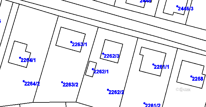 Parcela st. 2262/3 v KÚ Úvaly u Prahy, Katastrální mapa