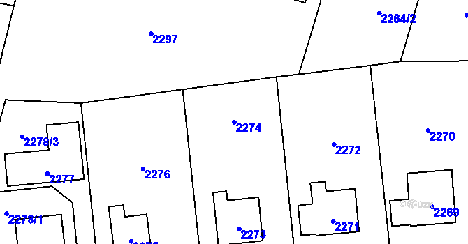 Parcela st. 2274 v KÚ Úvaly u Prahy, Katastrální mapa
