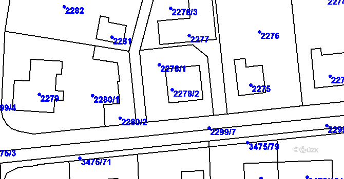 Parcela st. 2278/2 v KÚ Úvaly u Prahy, Katastrální mapa