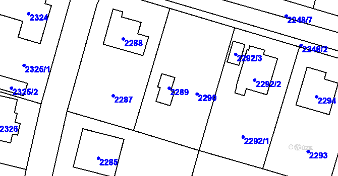 Parcela st. 2289 v KÚ Úvaly u Prahy, Katastrální mapa