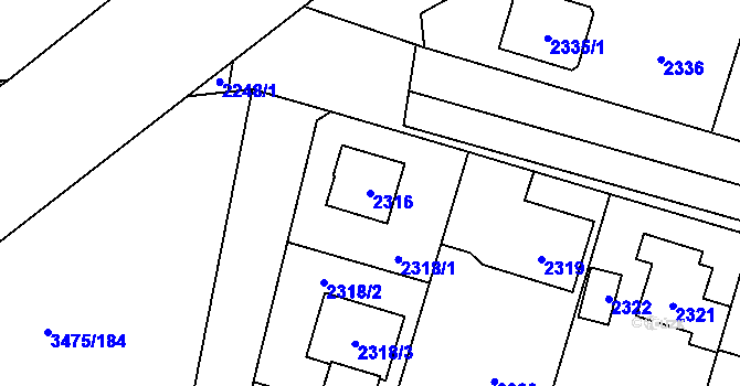 Parcela st. 2316 v KÚ Úvaly u Prahy, Katastrální mapa