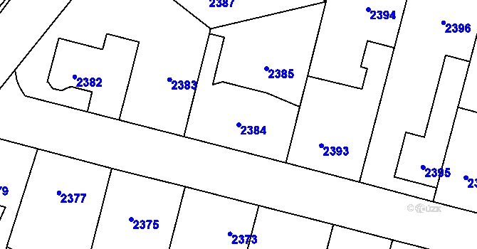 Parcela st. 2384 v KÚ Úvaly u Prahy, Katastrální mapa