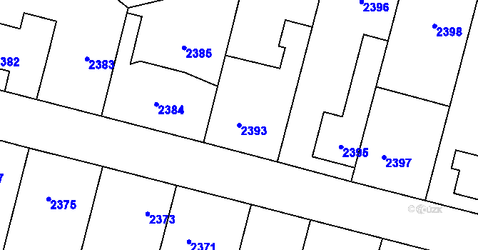 Parcela st. 2393 v KÚ Úvaly u Prahy, Katastrální mapa