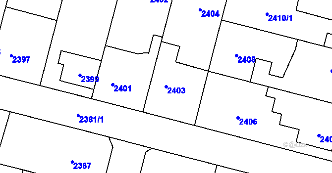 Parcela st. 2403 v KÚ Úvaly u Prahy, Katastrální mapa