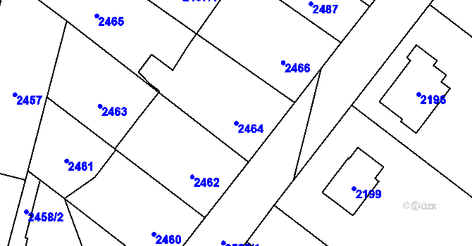 Parcela st. 2464 v KÚ Úvaly u Prahy, Katastrální mapa