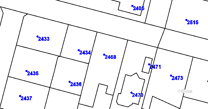 Parcela st. 2468 v KÚ Úvaly u Prahy, Katastrální mapa