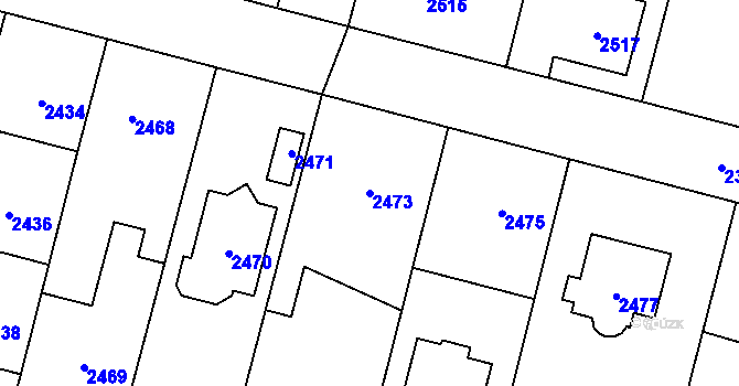Parcela st. 2473 v KÚ Úvaly u Prahy, Katastrální mapa