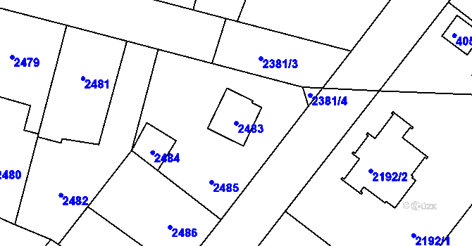 Parcela st. 2483 v KÚ Úvaly u Prahy, Katastrální mapa