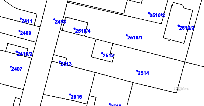 Parcela st. 2512 v KÚ Úvaly u Prahy, Katastrální mapa