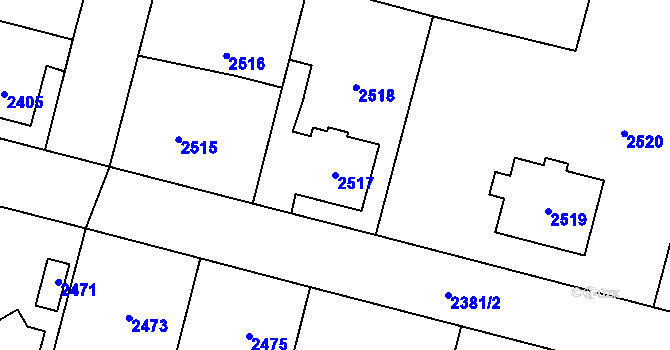 Parcela st. 2517 v KÚ Úvaly u Prahy, Katastrální mapa