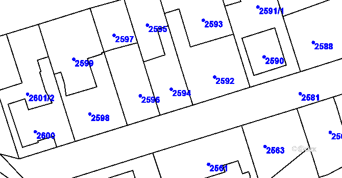 Parcela st. 2594 v KÚ Úvaly u Prahy, Katastrální mapa