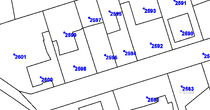 Parcela st. 2596 v KÚ Úvaly u Prahy, Katastrální mapa