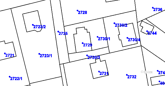 Parcela st. 2729 v KÚ Úvaly u Prahy, Katastrální mapa