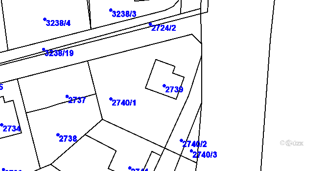 Parcela st. 2739 v KÚ Úvaly u Prahy, Katastrální mapa