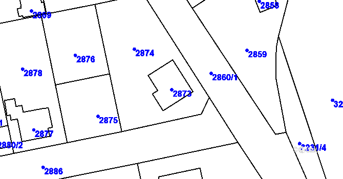 Parcela st. 2873 v KÚ Úvaly u Prahy, Katastrální mapa