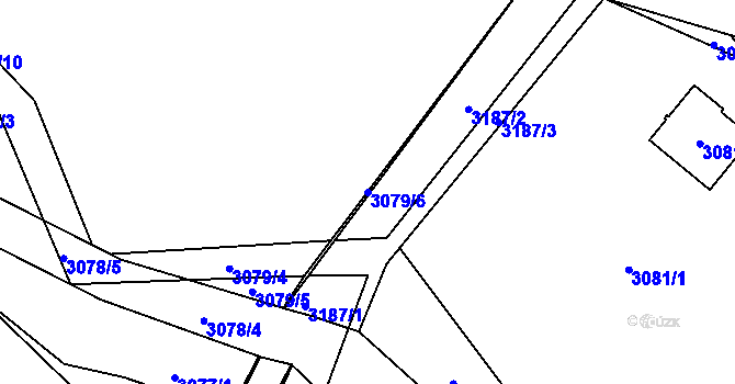 Parcela st. 3079/6 v KÚ Úvaly u Prahy, Katastrální mapa