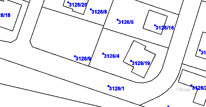 Parcela st. 3126/4 v KÚ Úvaly u Prahy, Katastrální mapa