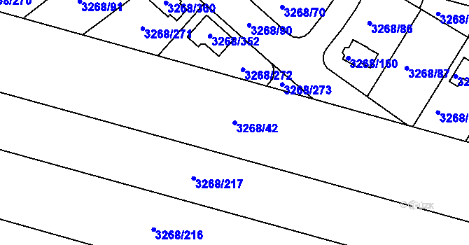 Parcela st. 3268/42 v KÚ Úvaly u Prahy, Katastrální mapa